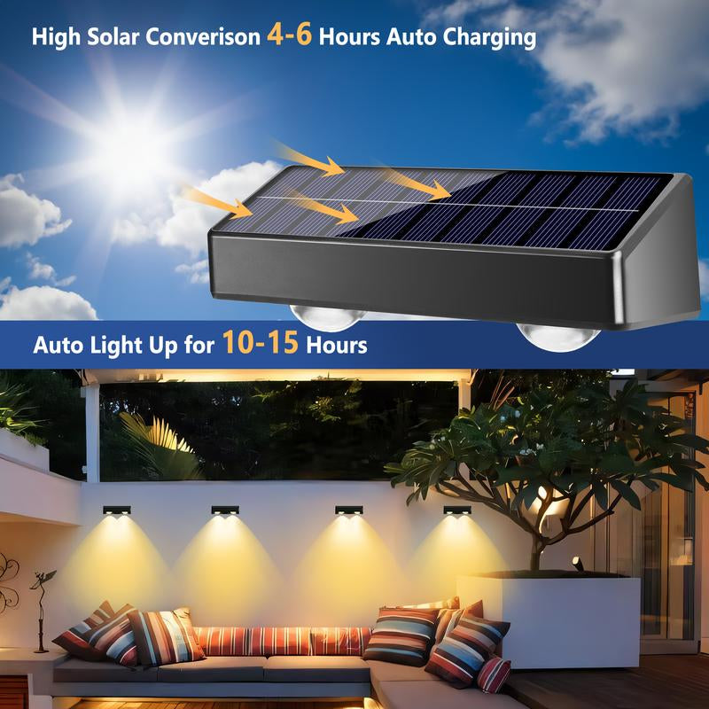 Brizled Solar Fence Lights 8-Pack - Warm/Cool White & RGB - Ideal for Walls, Garden, Patio, Yard, Deck, Pool Area - Modern Outdoor Lighting Panel Home Decorative