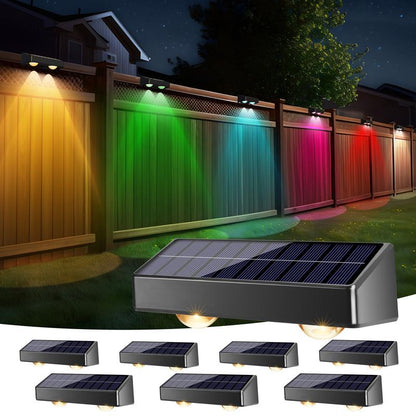 Brizled Solar Fence Lights 8-Pack - Warm/Cool White & RGB - Ideal for Walls, Garden, Patio, Yard, Deck, Pool Area - Modern Outdoor Lighting Panel Home Decorative