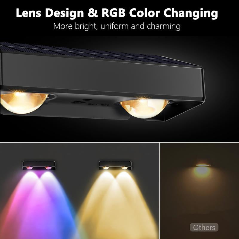Brizled Solar Fence Lights 8-Pack - Warm/Cool White & RGB - Ideal for Walls, Garden, Patio, Yard, Deck, Pool Area - Modern Outdoor Lighting Panel Home Decorative